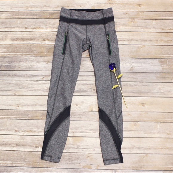 Lululemon Navy Blue Green Mesh Workout Leggings - Picture 1 of 6